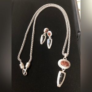 Brighton silver necklace with earrings.